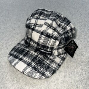 The Hundreds Plaid Camp Hat Black White Strapback Cap‎ OS Streetwear NWT
